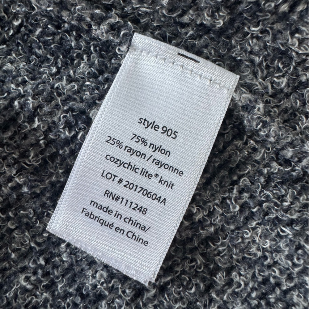 BAREFOOT DREAMS CozyChic Lite Knit Resort Hooded Cardigan Navy Blue Grey Medium - Picture 5 of 7